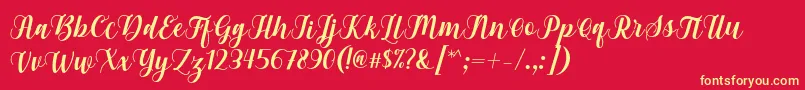 Gebrina Font by Keithzo 7NTypes Font – Yellow Fonts on Red Background