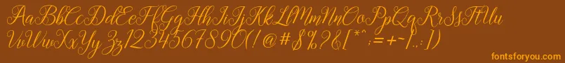 Gebrina-Schriftart – Orangefarbene Schriften auf braunem Hintergrund