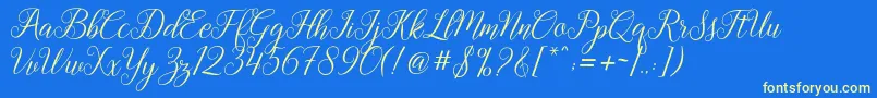 Gebrina Font – Yellow Fonts on Blue Background