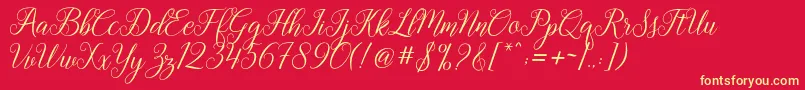 Gebrina Font – Yellow Fonts on Red Background