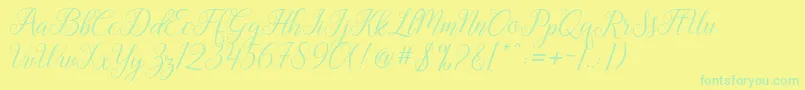 Gebrina-Schriftart – Grüne Schriften auf gelbem Hintergrund