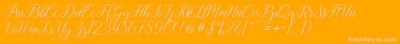 Gebrina-Schriftart – Rosa Schriften auf orangefarbenem Hintergrund