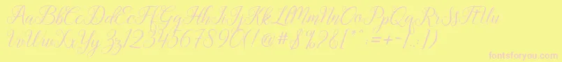 Gebrina Font – Pink Fonts on Yellow Background