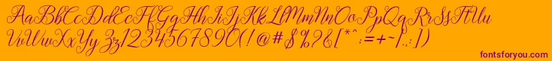 Gebrina Font – Purple Fonts on Orange Background