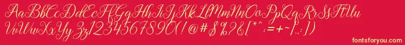 Gebrina Font – Yellow Fonts on Red Background