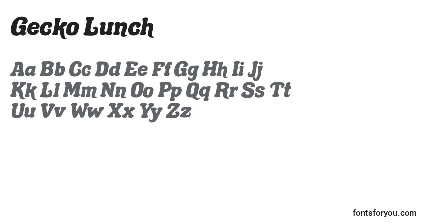 A fonte Gecko Lunch – alfabeto, números, caracteres especiais