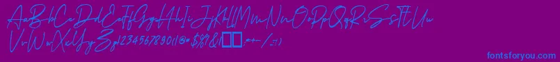 Gedangijo Regular-Schriftart – Blaue Schriften auf violettem Hintergrund