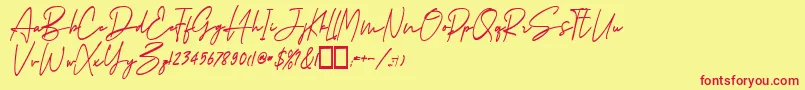 フォントGedangijo Regular – 赤い文字の黄色い背景
