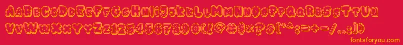 GEDEBOOG LINE-Schriftart – Orangefarbene Schriften auf rotem Hintergrund