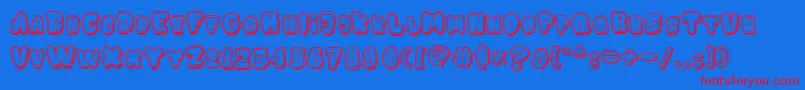 GEDEBOOG LINE-Schriftart – Rote Schriften auf blauem Hintergrund