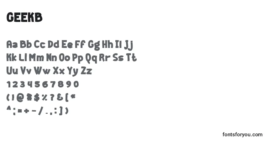 A fonte GEEKB    (127754) – alfabeto, números, caracteres especiais