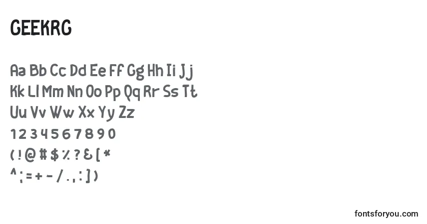 Schriftart GEEKRG   (127755) – Alphabet, Zahlen, spezielle Symbole