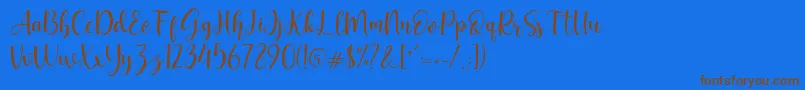 Geishela-Schriftart – Braune Schriften auf blauem Hintergrund