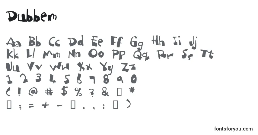 A fonte Dubbem – alfabeto, números, caracteres especiais