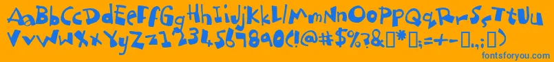 Dubbem-Schriftart – Blaue Schriften auf orangefarbenem Hintergrund