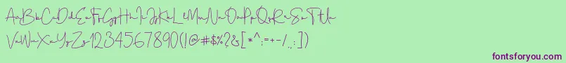 Gellato Rush Font – Purple Fonts on Green Background