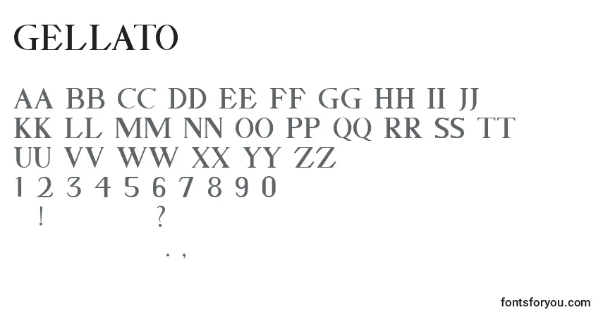 Schriftart GELLATO – Alphabet, Zahlen, spezielle Symbole