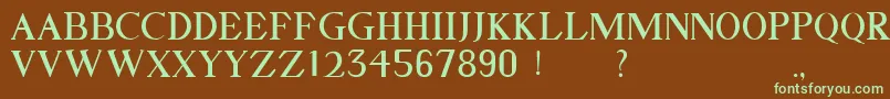 フォントGELLATO – 緑色の文字が茶色の背景にあります。