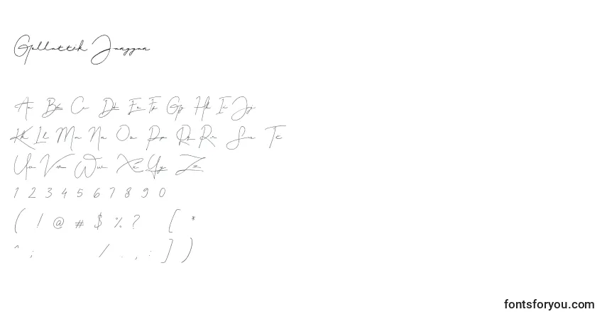 A fonte Gellattik Janggan – alfabeto, números, caracteres especiais