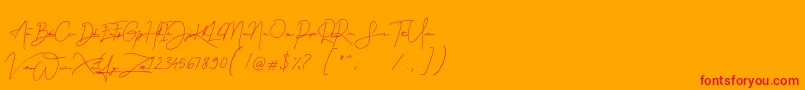 Gellattik Janggan-Schriftart – Rote Schriften auf orangefarbenem Hintergrund