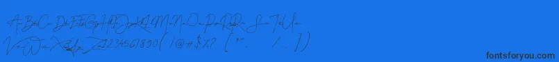 Gellattik Janggan-Schriftart – Schwarze Schriften auf blauem Hintergrund