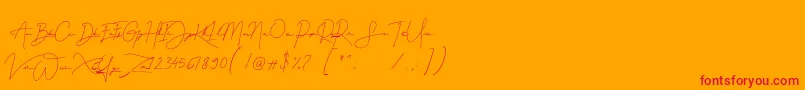 Gellattik Janggan-Schriftart – Rote Schriften auf orangefarbenem Hintergrund