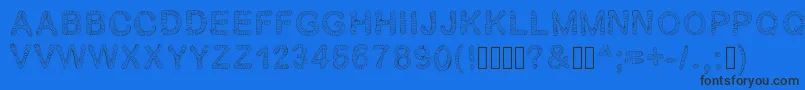 Gelstripped-Schriftart – Schwarze Schriften auf blauem Hintergrund