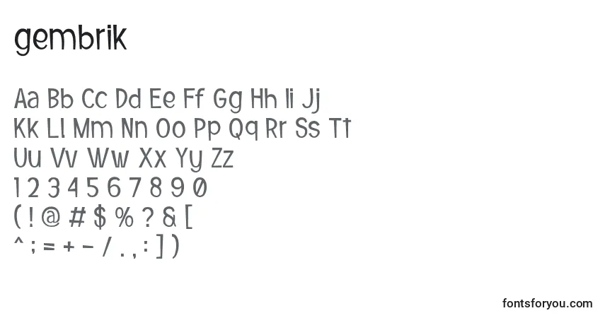 Gembrik Font – alphabet, numbers, special characters