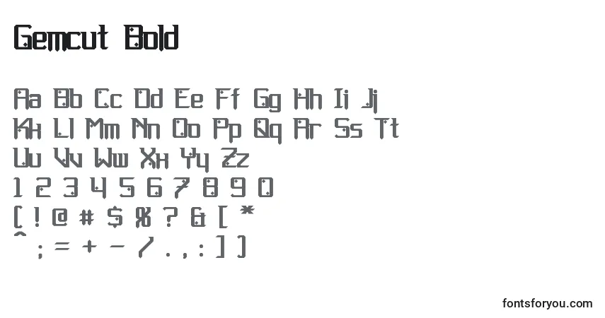 Schriftart Gemcut Bold – Alphabet, Zahlen, spezielle Symbole