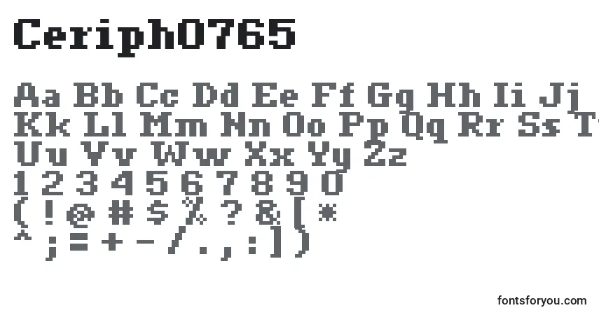 Ceriph0765-fontti – aakkoset, numerot, erikoismerkit