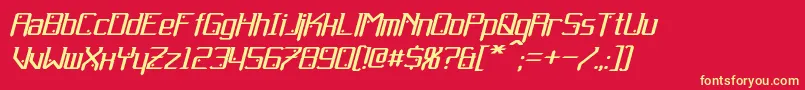 フォントGemcut Italic – 黄色の文字、赤い背景