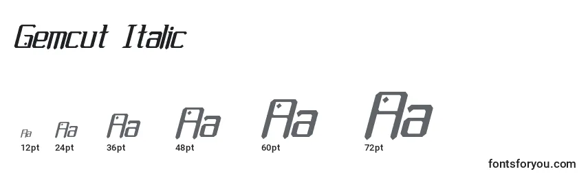 Größen der Schriftart Gemcut Italic