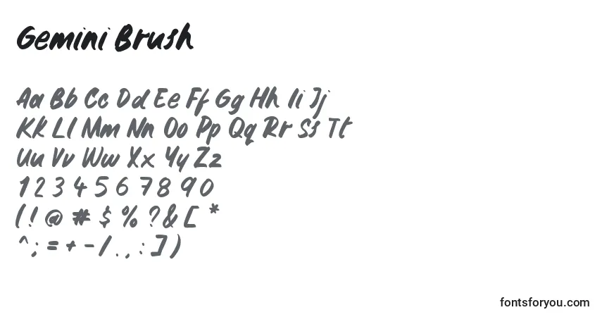 Czcionka Gemini Brush – alfabet, cyfry, specjalne znaki