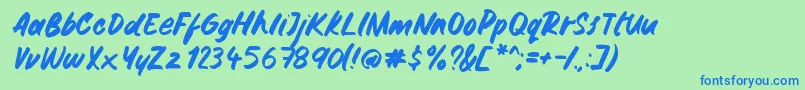 Gemini Brush-Schriftart – Blaue Schriften auf grünem Hintergrund