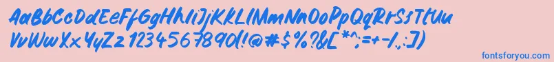 Gemini Brush Font – Blue Fonts on Pink Background