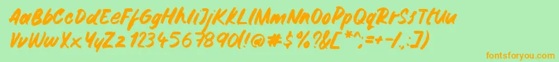 Gemini Brush-Schriftart – Orangefarbene Schriften auf grünem Hintergrund
