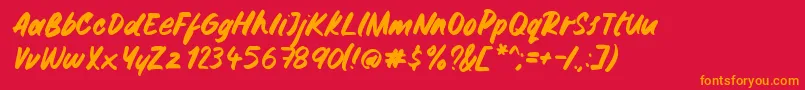 Gemini Brush-Schriftart – Orangefarbene Schriften auf rotem Hintergrund
