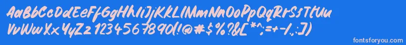 フォントGemini Brush – ピンクの文字、青い背景
