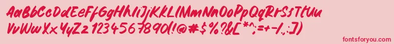Gemini Brush Font – Red Fonts on Pink Background