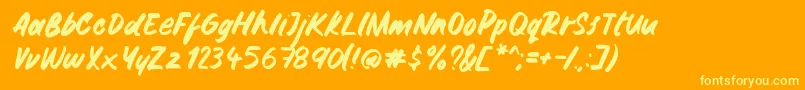 Gemini Brush-Schriftart – Gelbe Schriften auf orangefarbenem Hintergrund
