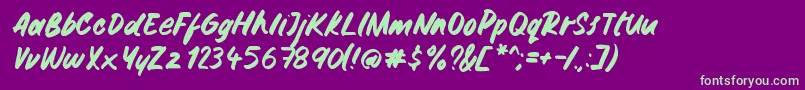 Gemini Brush Font – Green Fonts on Purple Background