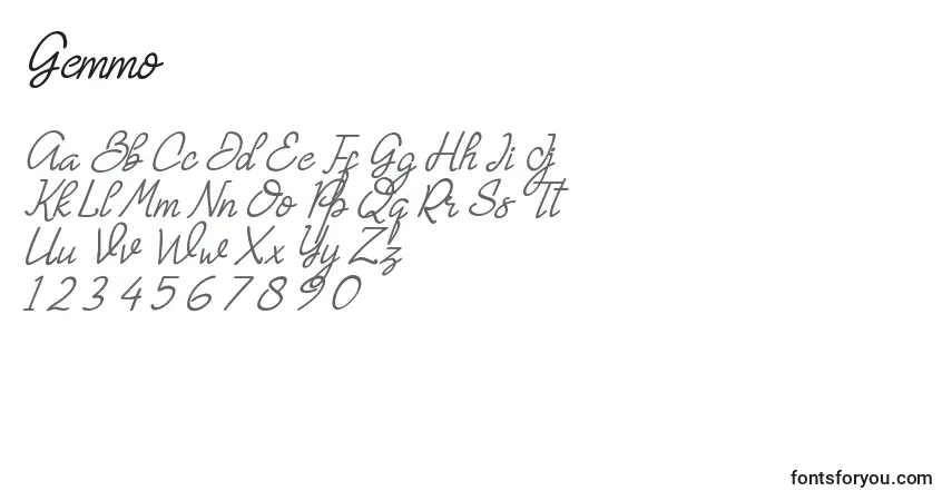 Czcionka Gemmo – alfabet, cyfry, specjalne znaki