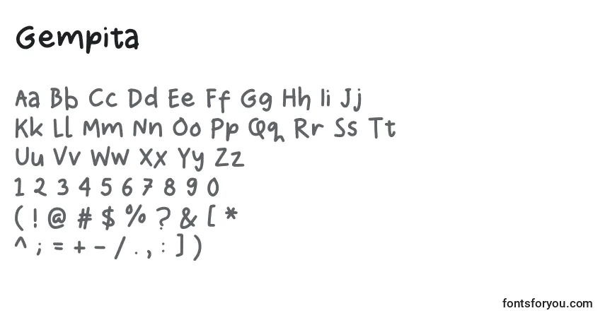 Fuente Gempita - alfabeto, números, caracteres especiales