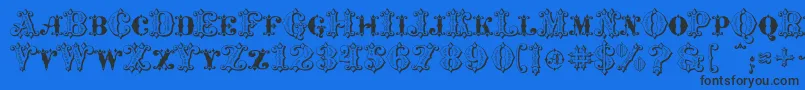 MavericksLuckyHearts-Schriftart – Schwarze Schriften auf blauem Hintergrund