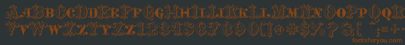 MavericksLuckyHearts-fontti – ruskeat fontit mustalla taustalla