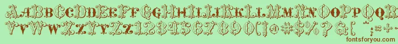 MavericksLuckyHearts Font – Brown Fonts on Green Background