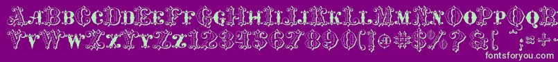 MavericksLuckyHearts Font – Green Fonts on Purple Background