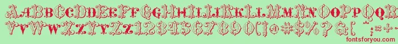 MavericksLuckyHearts Font – Red Fonts on Green Background