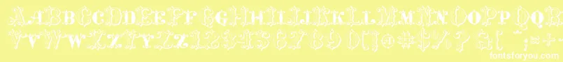 MavericksLuckyHearts Font – White Fonts on Yellow Background