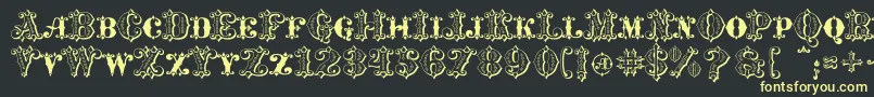 MavericksLuckyHearts Font – Yellow Fonts on Black Background